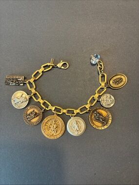 Mark Edge custom made St. Christopher Medal Charm Bracelet with Mixed Medals
